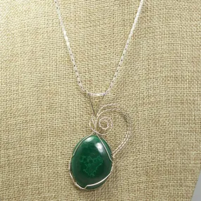 Hadda Malachite Cabochon Pendant Necklace