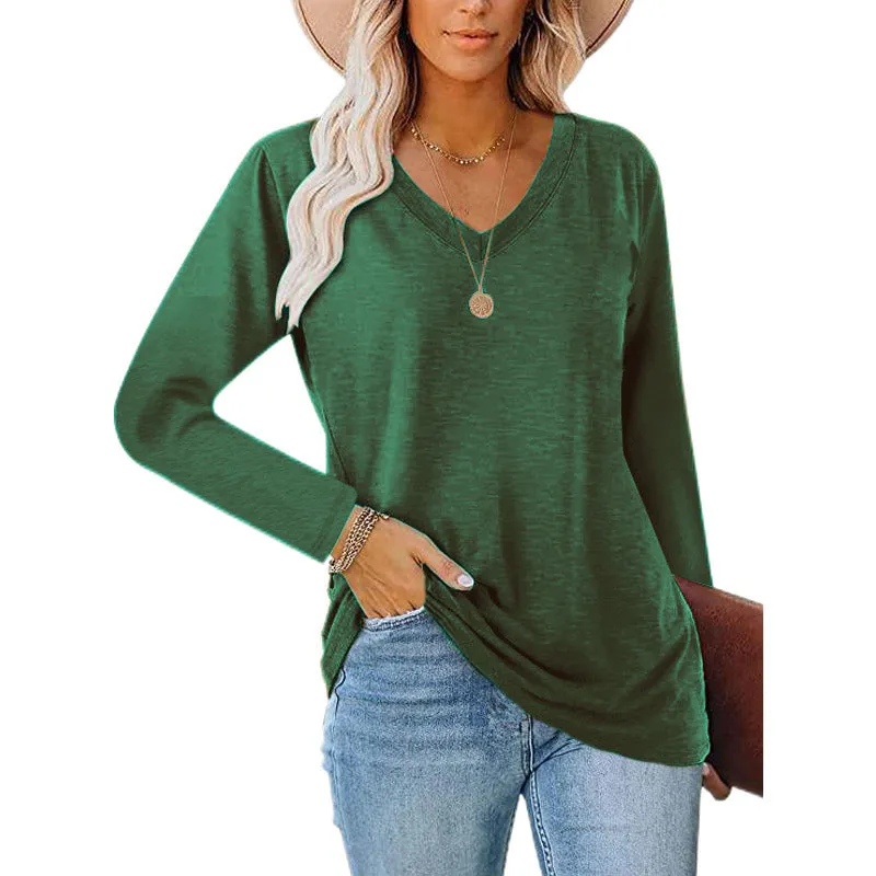 Haute Edition Casual Tunic Length V-Neck Long Sleeve Top T-Shirt