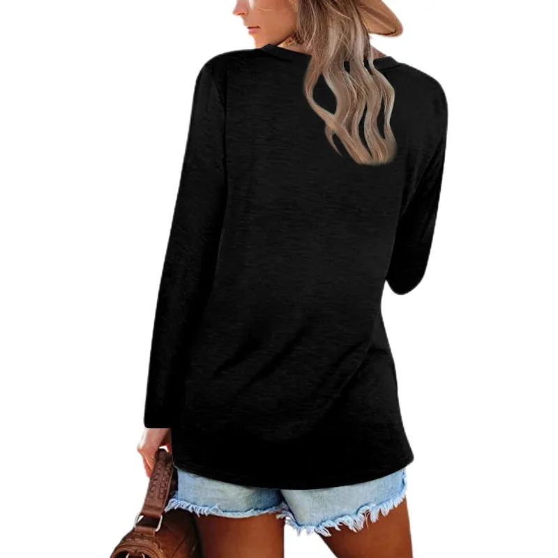 Haute Edition Casual Tunic Length V-Neck Long Sleeve Top T-Shirt