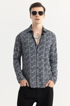 Imprint Motif Black Shirt