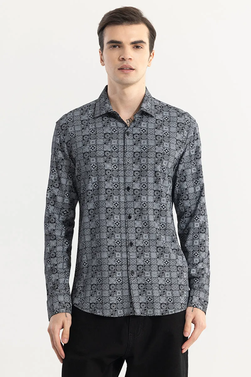 Imprint Motif Black Shirt