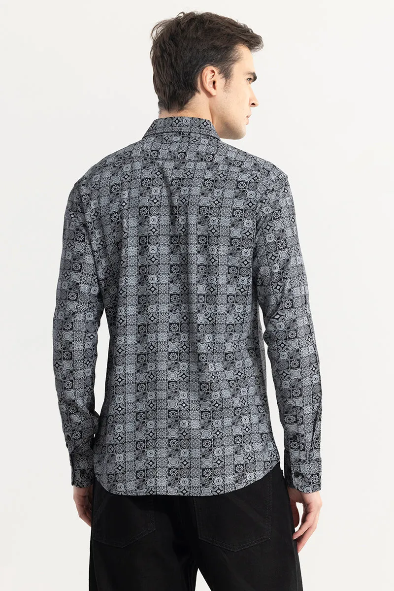 Imprint Motif Black Shirt