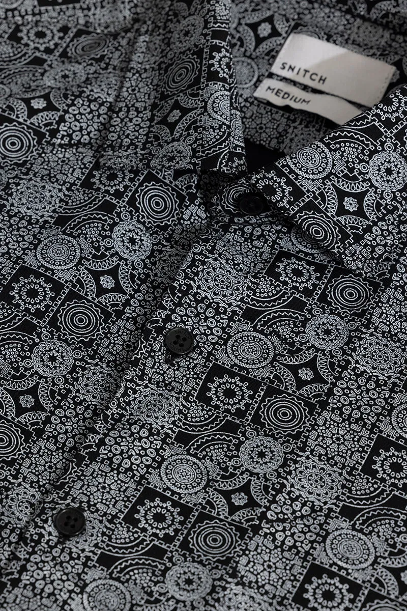 Imprint Motif Black Shirt