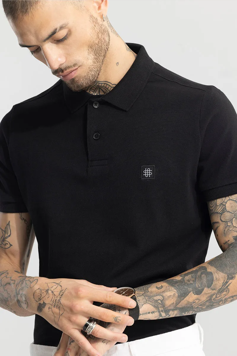 Incise Logo Black Polo T-Shirt