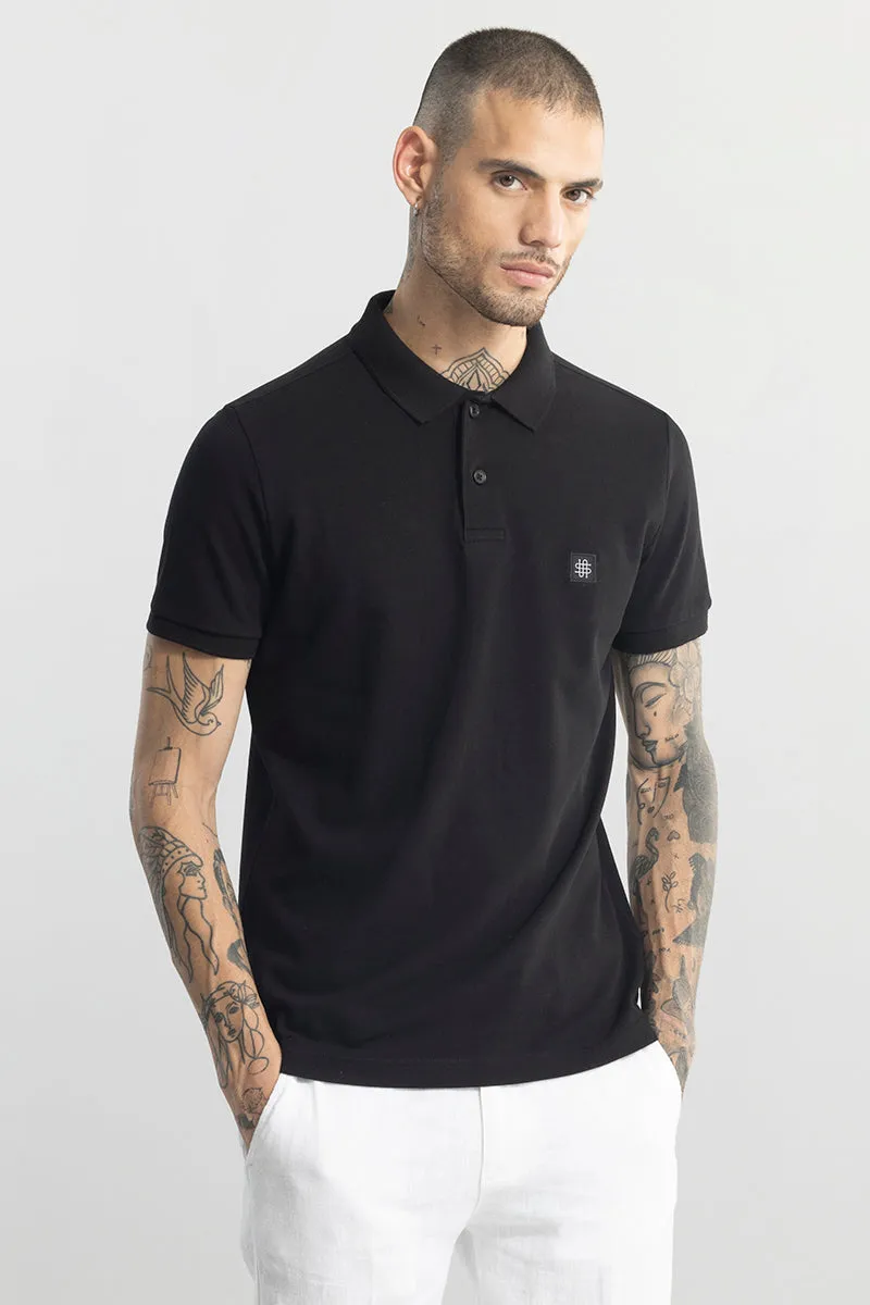 Incise Logo Black Polo T-Shirt