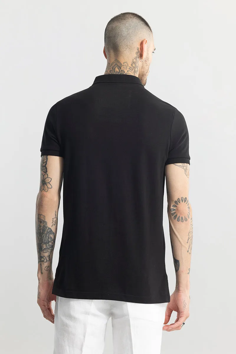 Incise Logo Black Polo T-Shirt