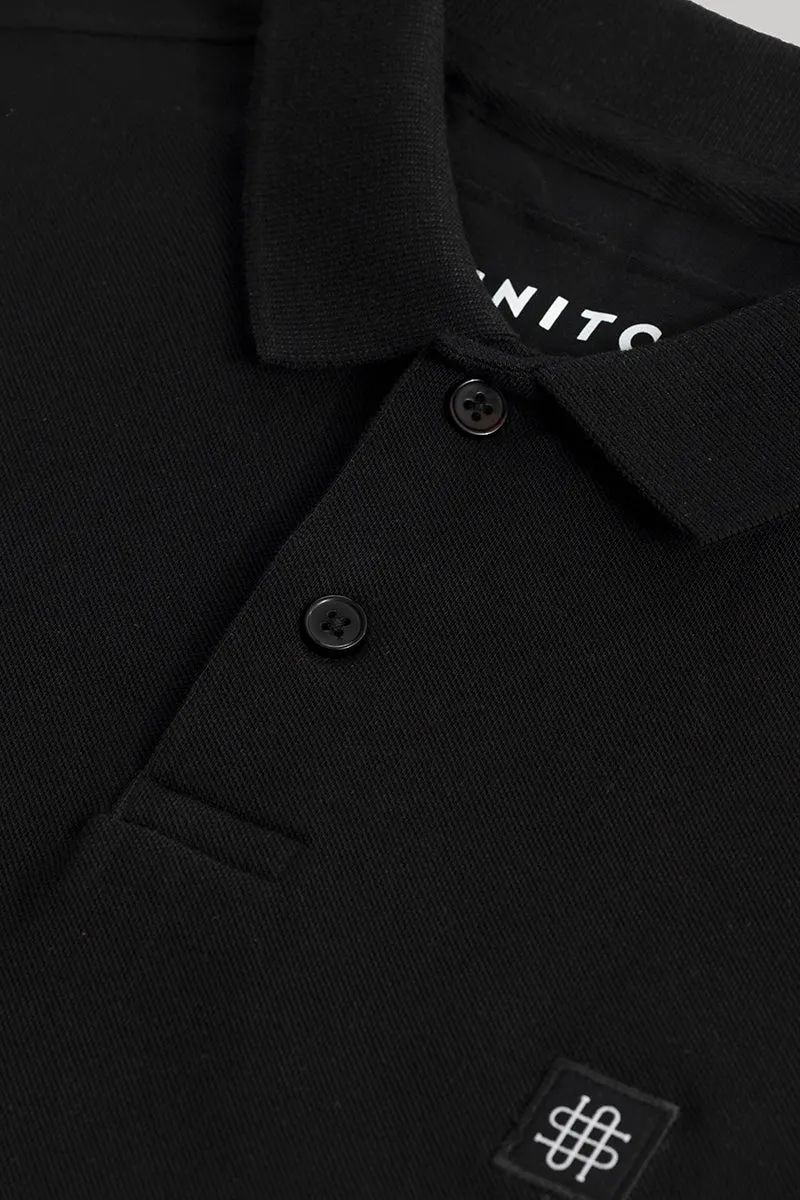 Incise Logo Black Polo T-Shirt