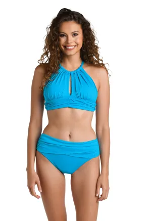 Island Goddess High-Neck Midkini Top - Lagoon