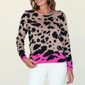 Leopard Sweater Pink Hem