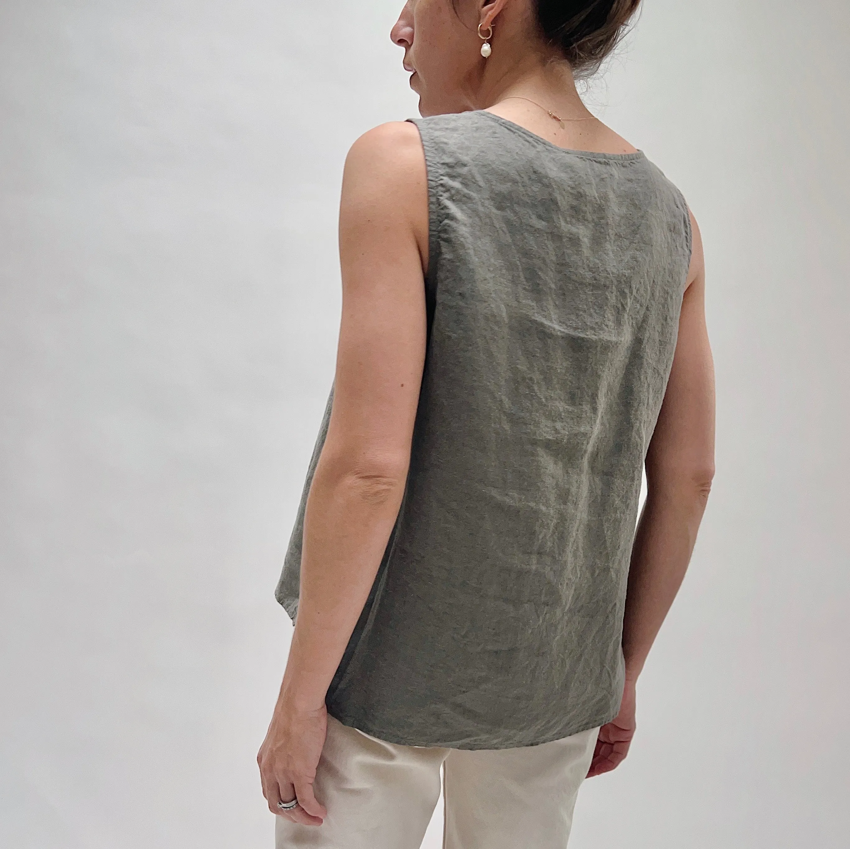 Liv by Habitat | Hand Stitched Linen Tank in Grey