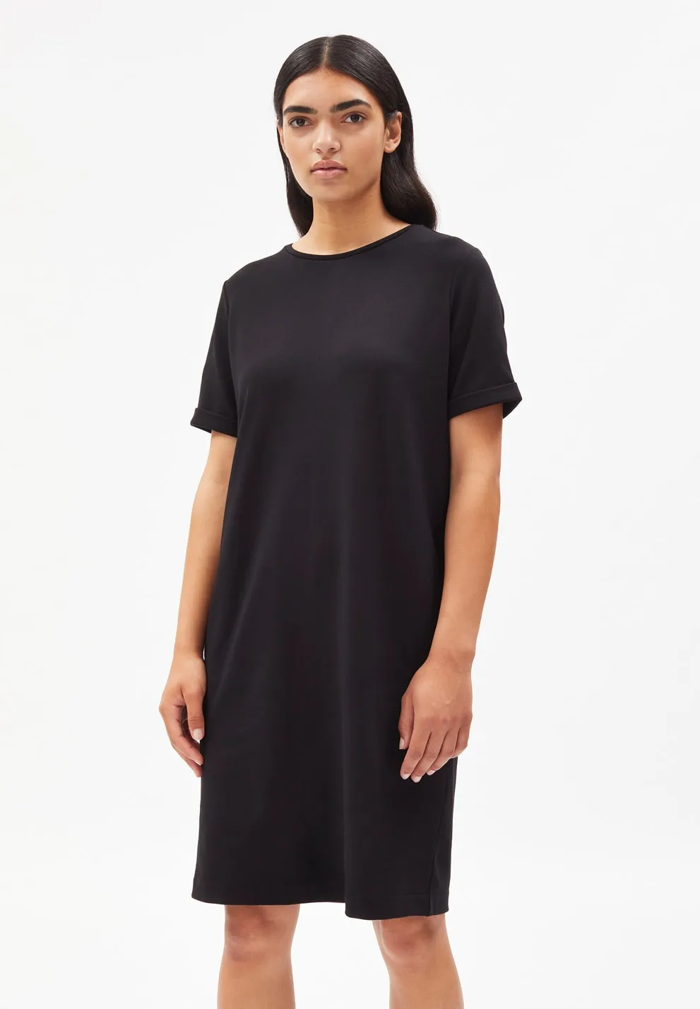 Maailana Black Jersey Short Sleeve Dress In Lenzing Ecovero Viscose