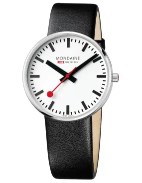 Mondaine Official Swiss Railways Giant Watch - Backlight - 42mm - Black Leather