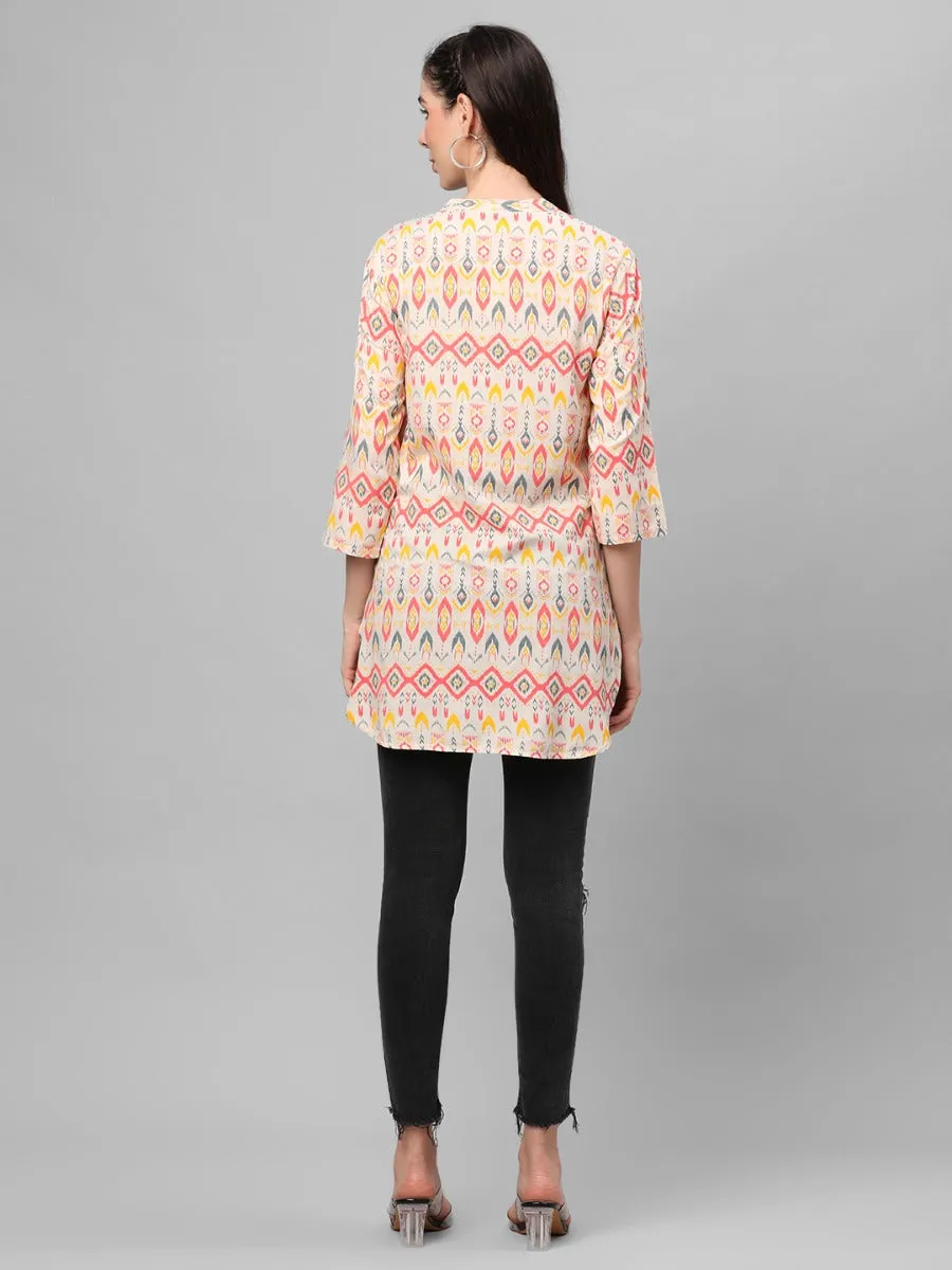 Off White Geometric Printed Tunic