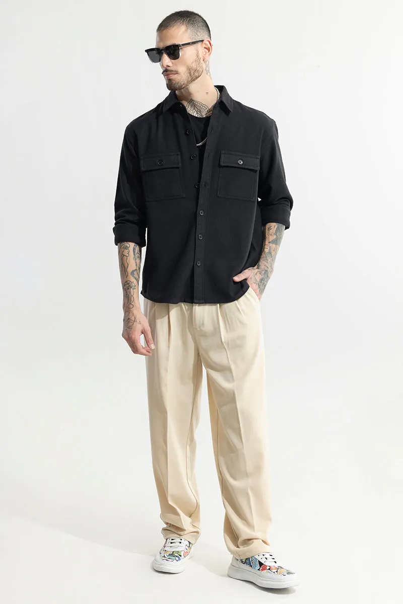 Overflap Black Overshirt