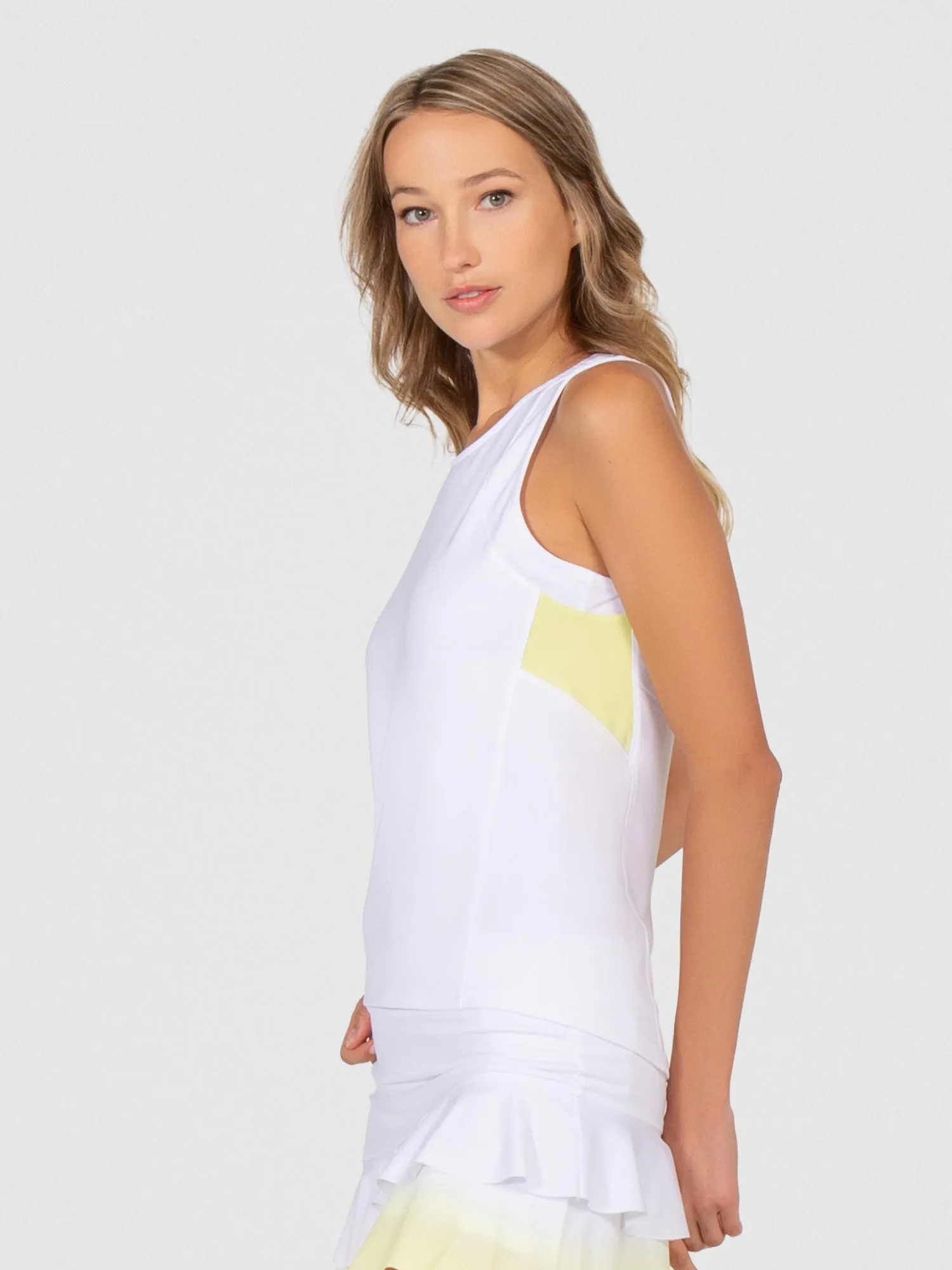 Phoebe Tennis & Active Tank - White/Zest