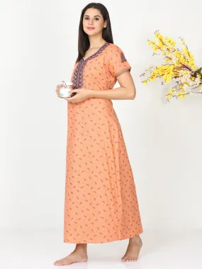 Pure Cotton Designer Sunset Orange Nighty