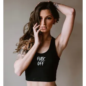 Salty Savage Ladies "Fuck Off" Racerback Crop Tank | Micro