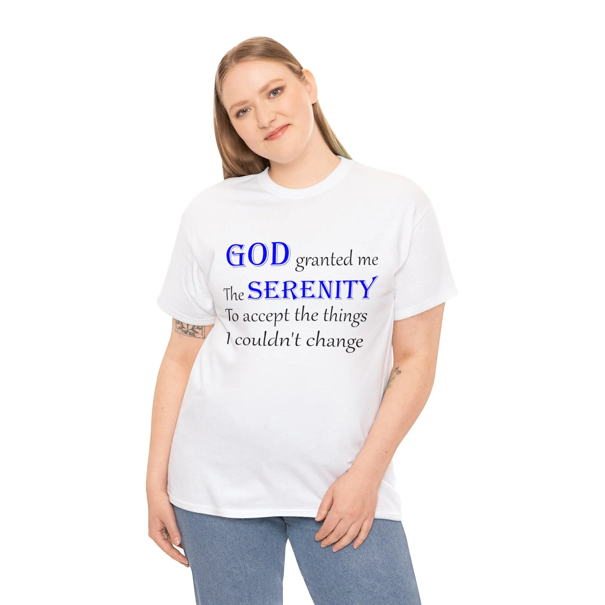 Serenity Prayer Unisex Heavy Cotton Tee, Serenity T-shirt, Mental Health T-shirt