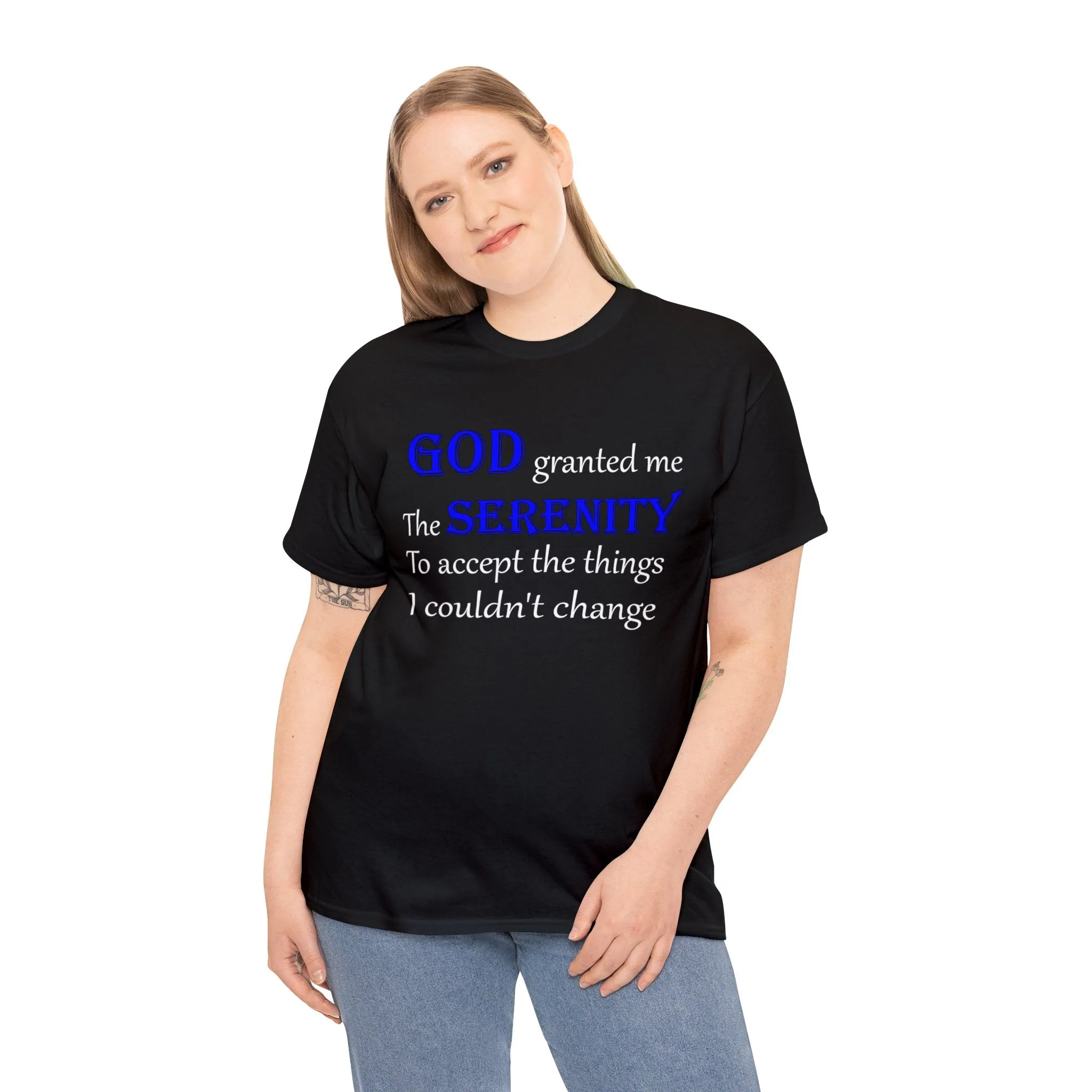 Serenity Prayer Unisex Heavy Cotton Tee, Serenity T-shirt, Mental Health T-shirt