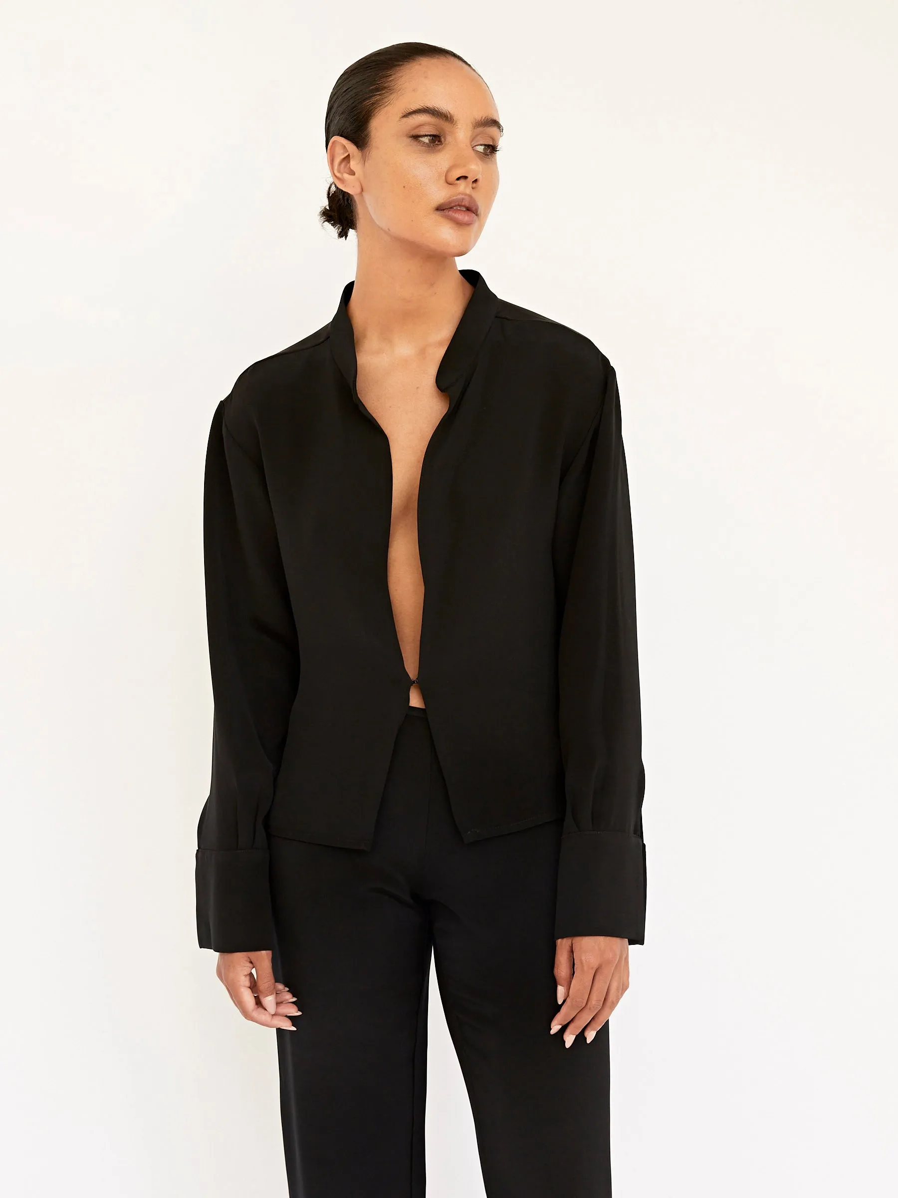 Silk Crepe Deep Split Blouse