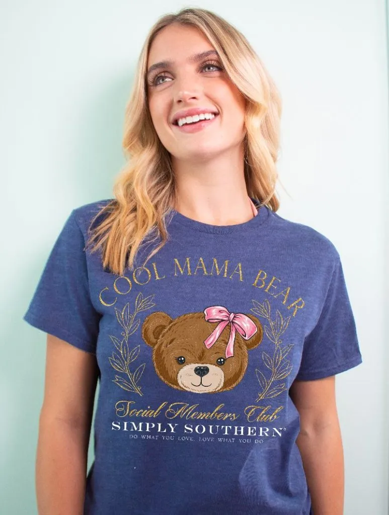 Simply Southern Short Sleeve Tee - Cool Mama Bear with Pink Bear Design