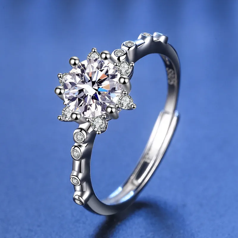 Snow Flower Moissanite Ring