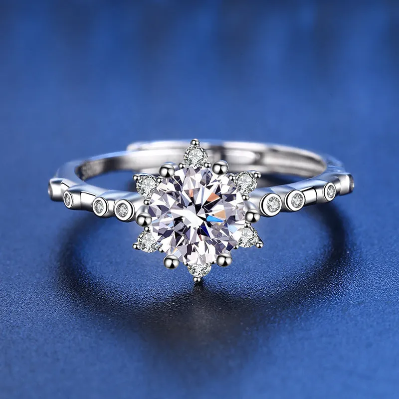 Snow Flower Moissanite Ring