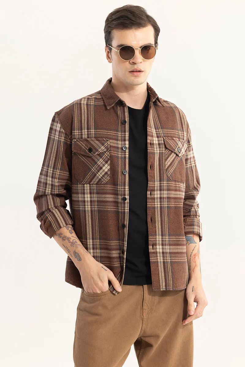 Square Grid Brown Checks Shirt