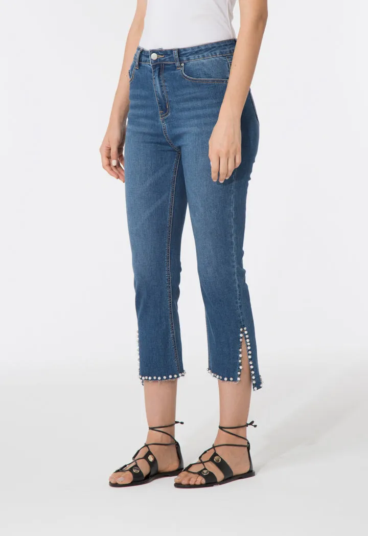 Studded Hem Denim Pants