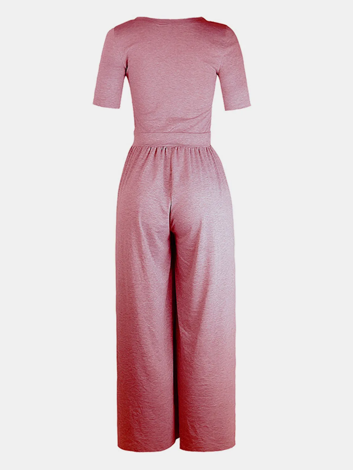 Sunset and Swim – Kurzärmliger Jumpsuit mit U-Ausschnitt