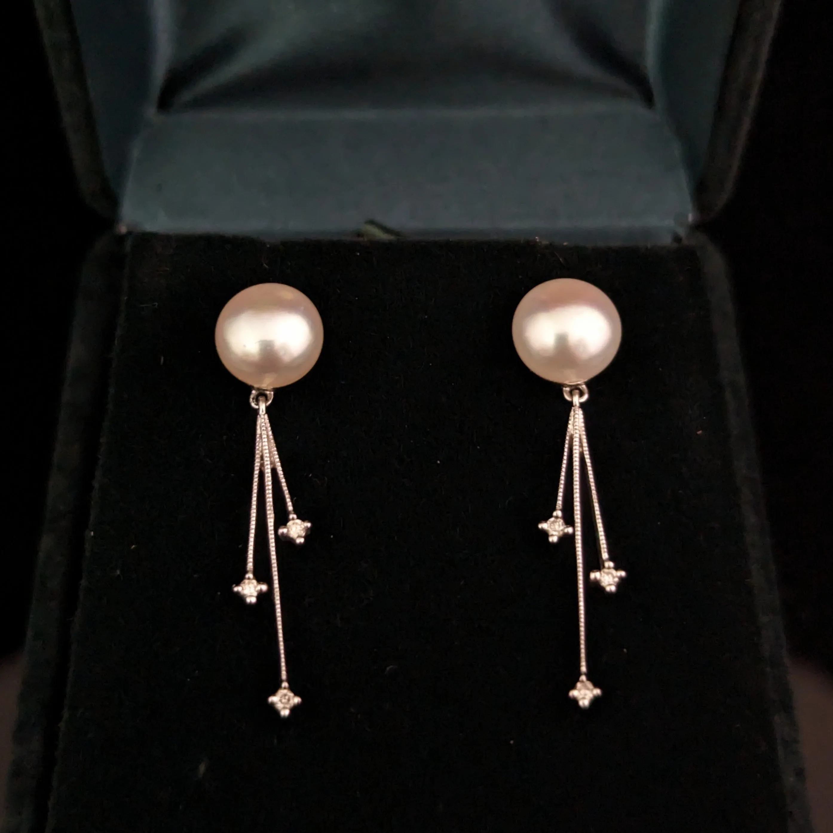 The Eldorado - Vintage Diamonds Pearls 14k Gold Earrings