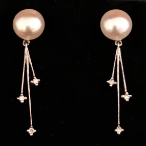 The Eldorado - Vintage Diamonds Pearls 14k Gold Earrings