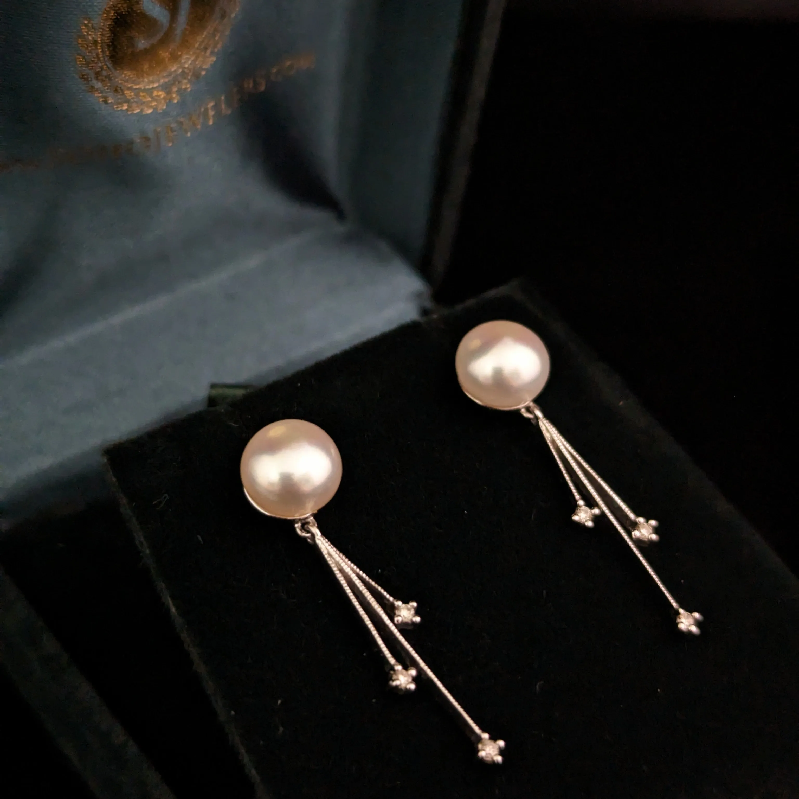 The Eldorado - Vintage Diamonds Pearls 14k Gold Earrings