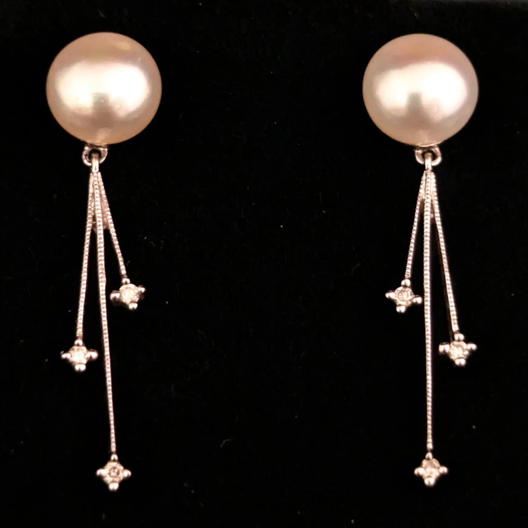 The Eldorado - Vintage Diamonds Pearls 14k Gold Earrings