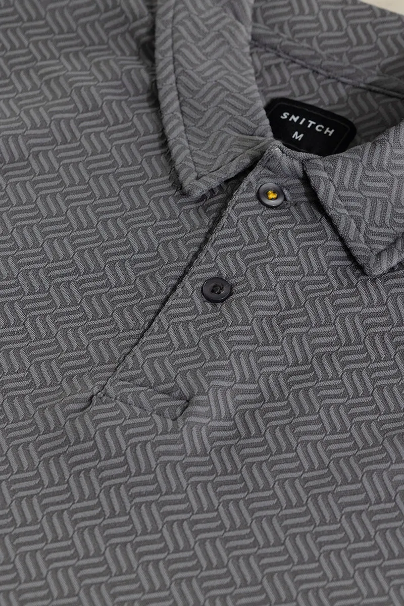 Triline Knit Grey Polo T-Shirt