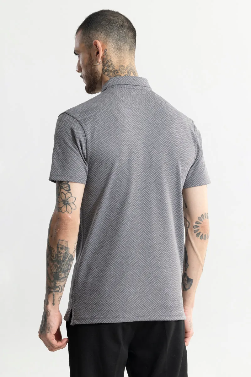 Triline Knit Grey Polo T-Shirt