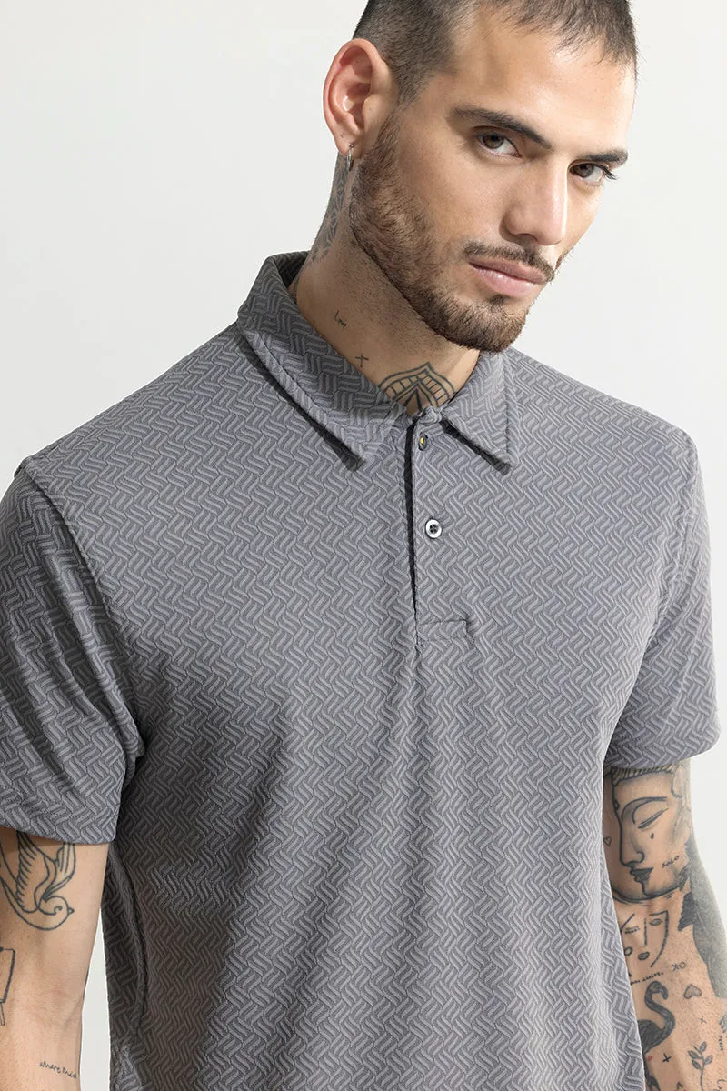 Triline Knit Grey Polo T-Shirt