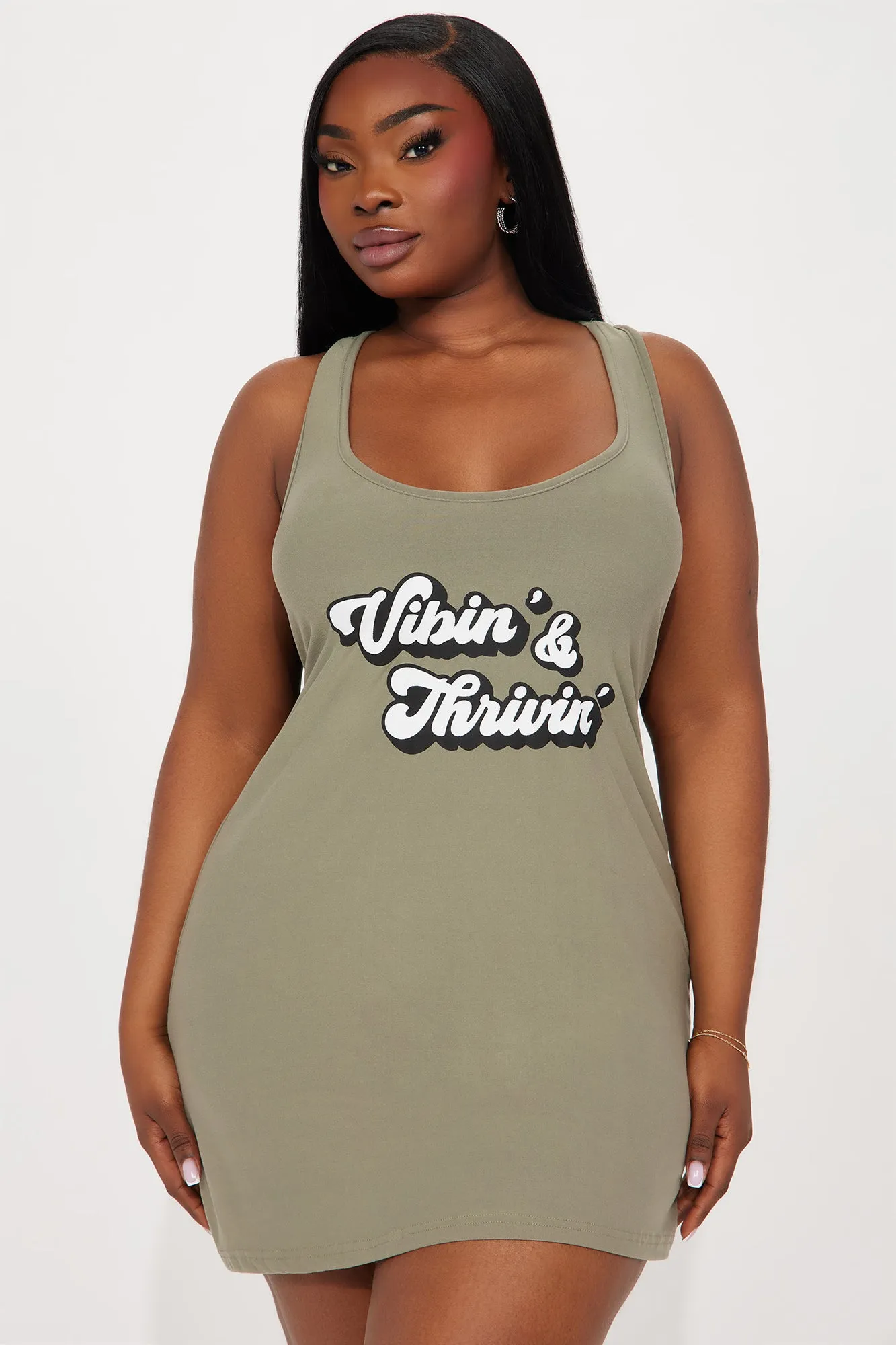 Vibin And Thrivin PJ Sleep Dress - Olive