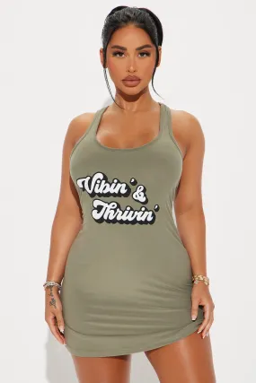 Vibin And Thrivin PJ Sleep Dress - Olive