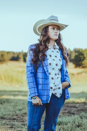 Vintage Blue and Black Plaid Windowpane Pendleton Blazer