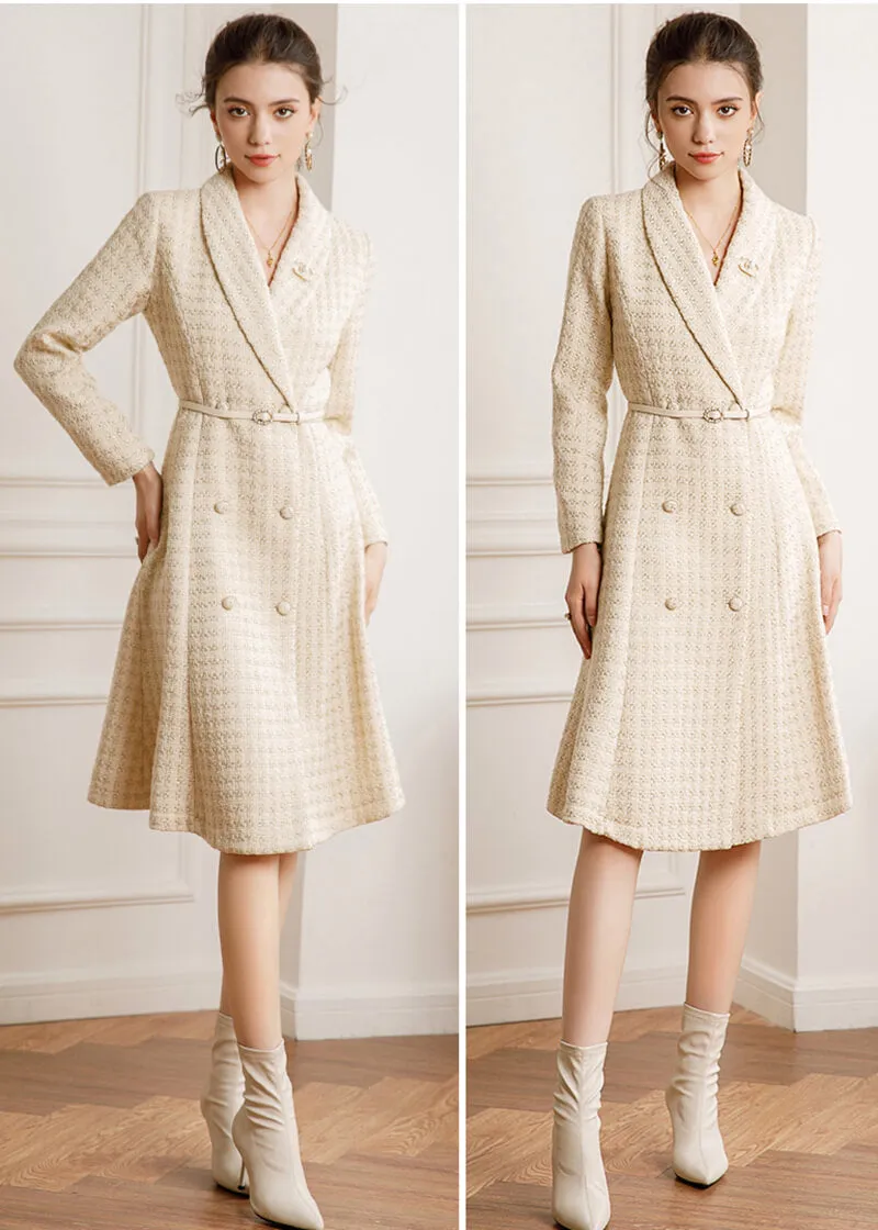 Wendy Tweed Double Breasted Belted Coat Dress