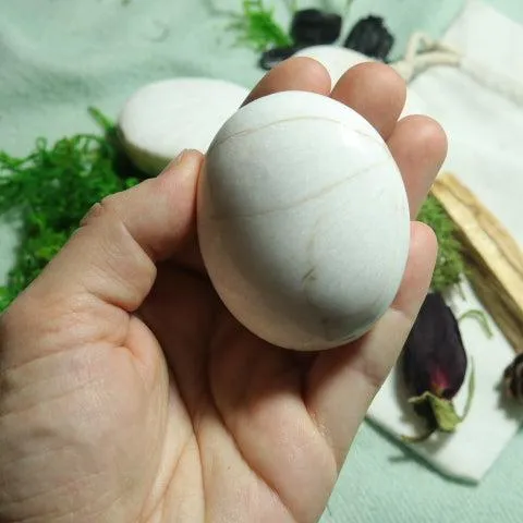 White Scolecite Pillow Palm Stone ~ Beautiful Balanced Energy