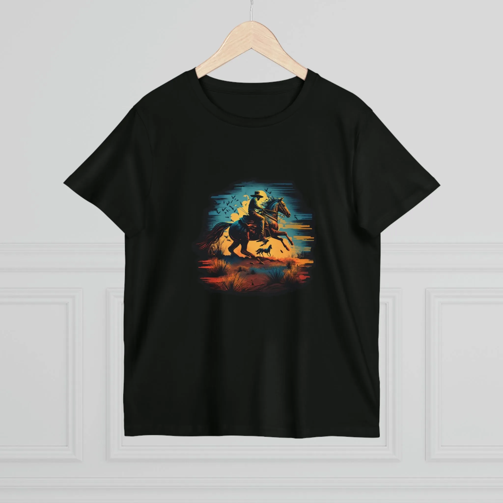 Women’s Cowboy Sunset Crew Neck T-Shirt.