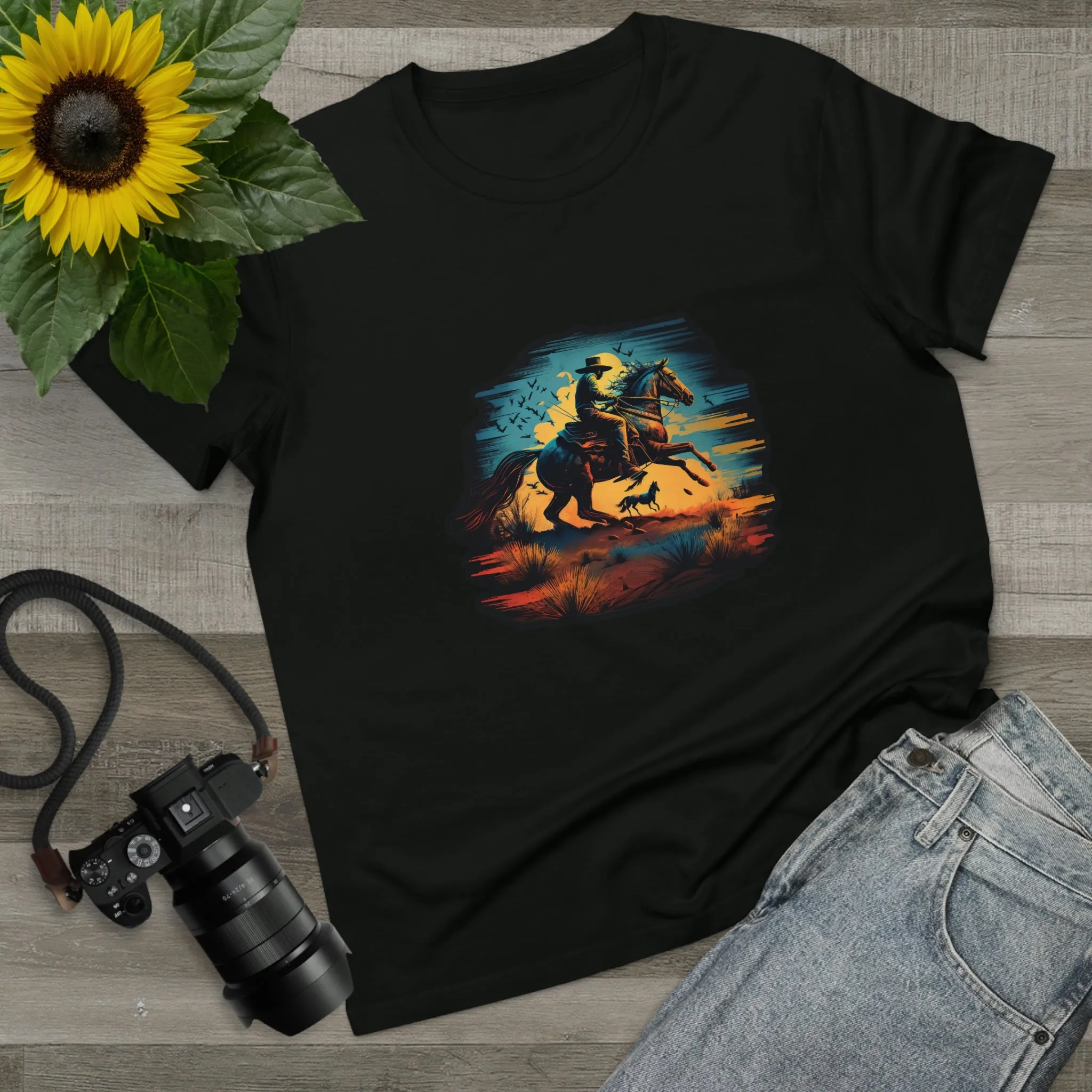 Women’s Cowboy Sunset Crew Neck T-Shirt.