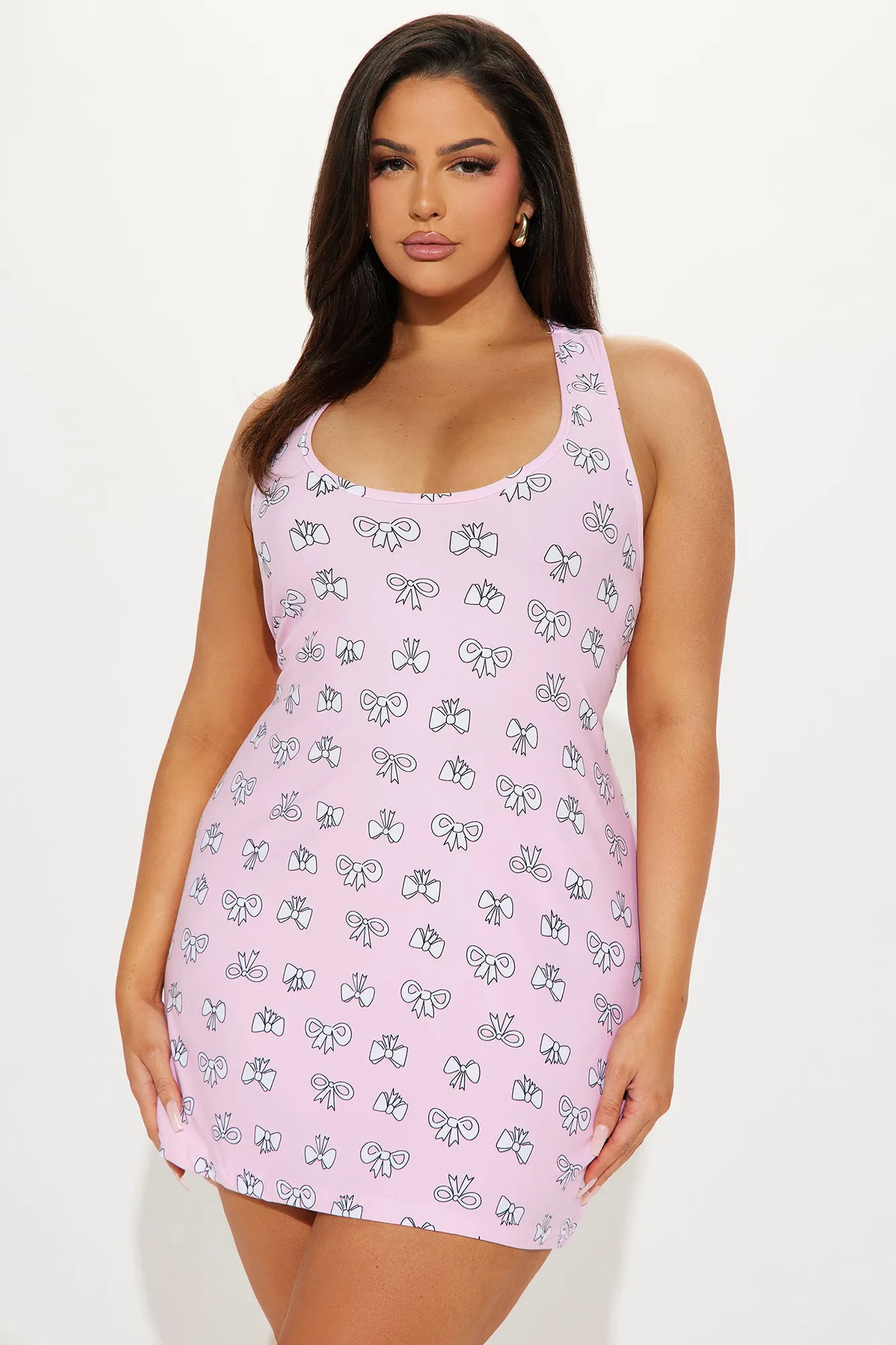 Wrapped In A Bow PJ Sleep Dress - Pink