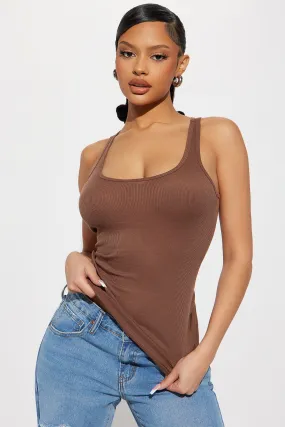 Zoey Racer Back Tank - Brown